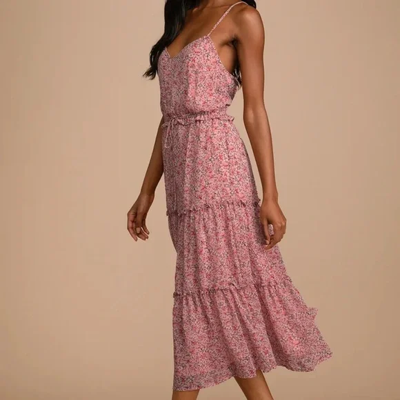 Lulus Floral Pink Spaghetti Strap Dress - Picture 2 of 4